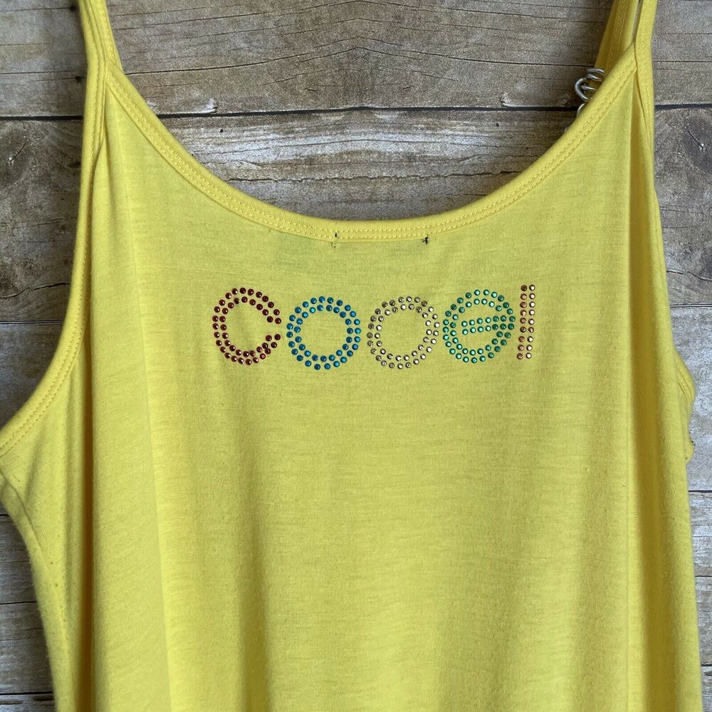 Coogi Bright Yellow Sundress With Ruffle & Chain Accent - Size 1X - Rhinestones - Picture 3 of 9
